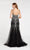 Alyce Paris - 60526 Plunging V-neck Beaded Tulle Mermaid Dress In Black and Pink