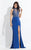 Rachel Allan  - 6052 Embellished High Floral Sheath Dress in Blue