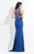 Rachel Allan  - 6052 Embellished High Floral Sheath Dress in Blue