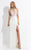 Rachel Allan  - 6052 Embellished High Floral Sheath Dress in White