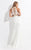 Rachel Allan  - 6052 Embellished High Floral Sheath Dress in White