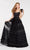 Alyce Paris - 60516 Mikado Scoop Neck Lace A-line Dress In Black