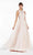 Alyce Paris - 60471 Jewel Neck Lace Chiffon A-line Dress In White and Pink