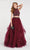 Alyce Paris - 60512 Two Piece Floral Beaded High Halter Tulle Ballgown In Red