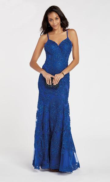 Alyce Paris - 60491 Embroidered Lace Tulle Trumpet Dress In Blue