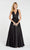 Alyce Paris - 60503 Plunging Halter Pleated A-Line Gown In Black
