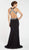 Alyce Paris - 60538 Plunging Metallic Banded Cutout Gown In Black