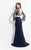 Rachel Allan  - 6053 Two Piece Deep V-neck Sheath Dress in Blue