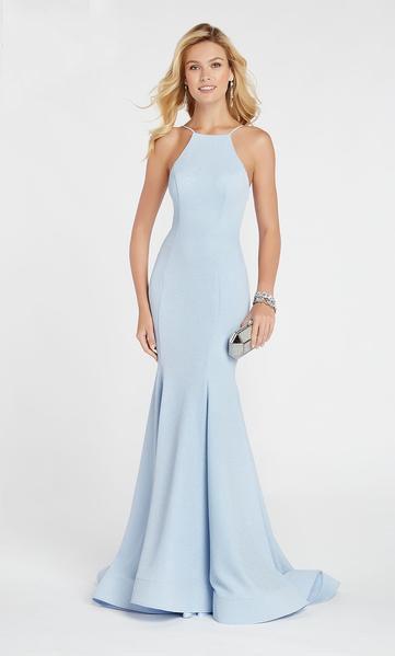 Alyce Paris - 60551 Halter Fitted Glitter Jersey Mermaid Evening Dress In Blue