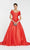 Alyce Paris - 60565 Asymmetrically Pleated Off-Shoulder Ballgown In Red