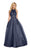 Alyce Paris - 60561 Floral Appliqued Illusion Halter A-Line Gown in Blue