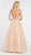 Alyce Paris - 60561 Floral Appliqued Illusion Halter A-Line Gown In Pink and Gold