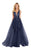 Alyce Paris - 60562 Plunging Sweetheart Glitter Tulle Gown in Blue