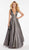 Alyce Paris - 60563 Sexy Plunging V Neckline Shimmering Taffeta Gown In Black and Silver