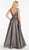 Alyce Paris - 60563 Sexy Plunging V Neckline Shimmering Taffeta Gown In Black and Silver