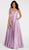 Alyce Paris - 60563 Sexy Plunging V Neckline Shimmering Taffeta Gown In Purple and Pink