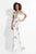 Rachel Allan  - 6056 Embroidered Illusion Off Shoulder Dress in White