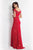 Rachel Allan  - 6056 Embroidered Illusion Off Shoulder Dress in Red