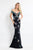 Rachel Allan  - 6056 Embroidered Illusion Off Shoulder Dress in Black