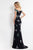 Rachel Allan  - 6056 Embroidered Illusion Off Shoulder Dress in Black