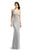 Johnathan Kayne - 6056 Metallic Strand Plunging Gown in Silver