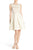 Taylor - 8222M Jewel Floral Pleated Cocktail Dress in White