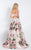 Rachel Allan  - 6061 Off-Shoulder Floral Print Satin Gown in Pink