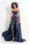 Rachel Allan  - 6062 Sweetheart Beaded Jumpsuit with Skirt Overlay in Blue