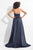 Rachel Allan  - 6062 Sweetheart Beaded Jumpsuit with Skirt Overlay in Blue