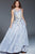 60657 Bedazzled Floral Applique Illusion Neck Ballgown