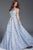 60657 Bedazzled Floral Applique Illusion Neck Ballgown
