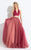 Rachel Allan  - 6065 Two Piece Plunging V Neck Gown in Red
