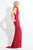 Rachel Allan  - 6067 Beaded High Halter Trumpet Dress in Red
