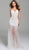 Jovani - 60695 Beaded Plunging V-neck Tulle Trumpet Dress in White
