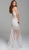 Jovani - 60695 Beaded Plunging V-neck Tulle Trumpet Dress in White