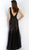 Jovani - 60749 Sleeveless V-Neck Tonal Beaded Trumpet Gown In Black