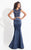 Rachel Allan  - 6074 Two Piece Beaded Jewel Mermaid Gown in Blue
