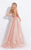 Rachel Allan  - 6076 Beaded V-neck Sheath Dress with Detachable Skirt in Pink