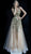 Jovani - 60800 Floral Embroidered Crisscross-Strapped Gown in Gold