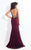 Rachel Allan  - 6080 Beaded Plunging Gown with Slit in Black and Red