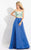 Rachel Allan  - 6081 Two Piece Beaded Mikado Dress in White and Blue