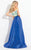 Rachel Allan  - 6081 Two Piece Beaded Mikado Dress in White and Blue