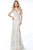 Jovani - 60863 Embroidered Plunging Off-Shoulder Dress In White