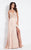Rachel Allan  - 6088 Floral Deep V-neck A-line Dress in Neutral