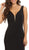 Eureka Fashion - 6090 Embroidered V-neck Stretch Satin Trumpet Dress in Black