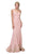 Eureka Fashion - 6090 Embroidered V-neck Stretch Satin Trumpet Dress in Pink