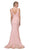 Eureka Fashion - 6090 Embroidered V-neck Stretch Satin Trumpet Dress in Pink
