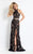 Rachel Allan  - 6091 Two Piece Floral Appliqued Dress in Black