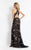 Rachel Allan  - 6091 Two Piece Floral Appliqued Dress in Black