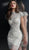 Jovani - 60933 Beaded High Neck Sheath Cocktail Dress in White